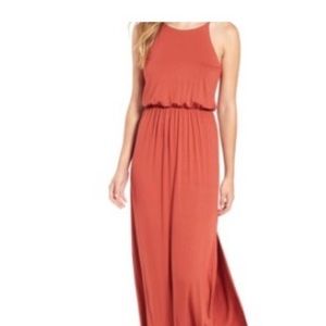 Lush high neck maxi dress rust- NWT- XS